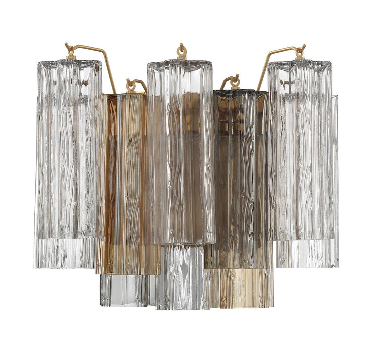 Crystorama ADD-302-AG-AU Two Light Wall Sconce, Aged Brass