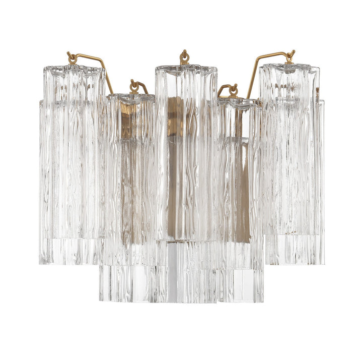 Crystorama ADD-302-AG-CL Two Light Wall Sconce, Aged Brass