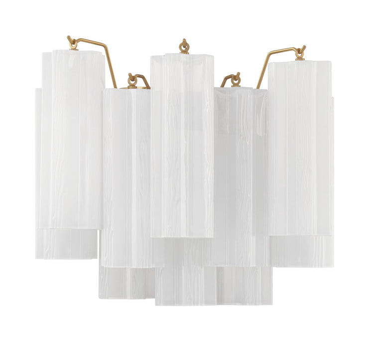 Crystorama ADD-302-AG-WH Two Light Wall Sconce, Aged Brass