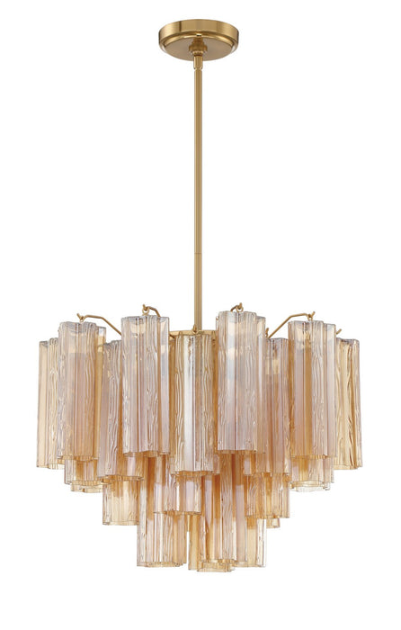 Crystorama ADD-306-AG-AM Six Light Chandelier, Aged Brass
