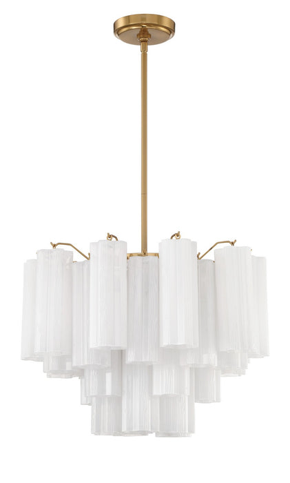 Crystorama ADD-306-AG-WH Six Light Chandelier, Aged Brass