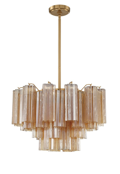 Crystorama ADD-308-AG-AM Nine Light Chandelier, Aged Brass