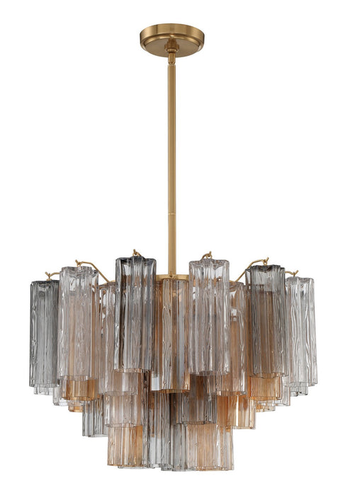 Crystorama ADD-308-AG-AU Nine Light Chandelier, Aged Brass
