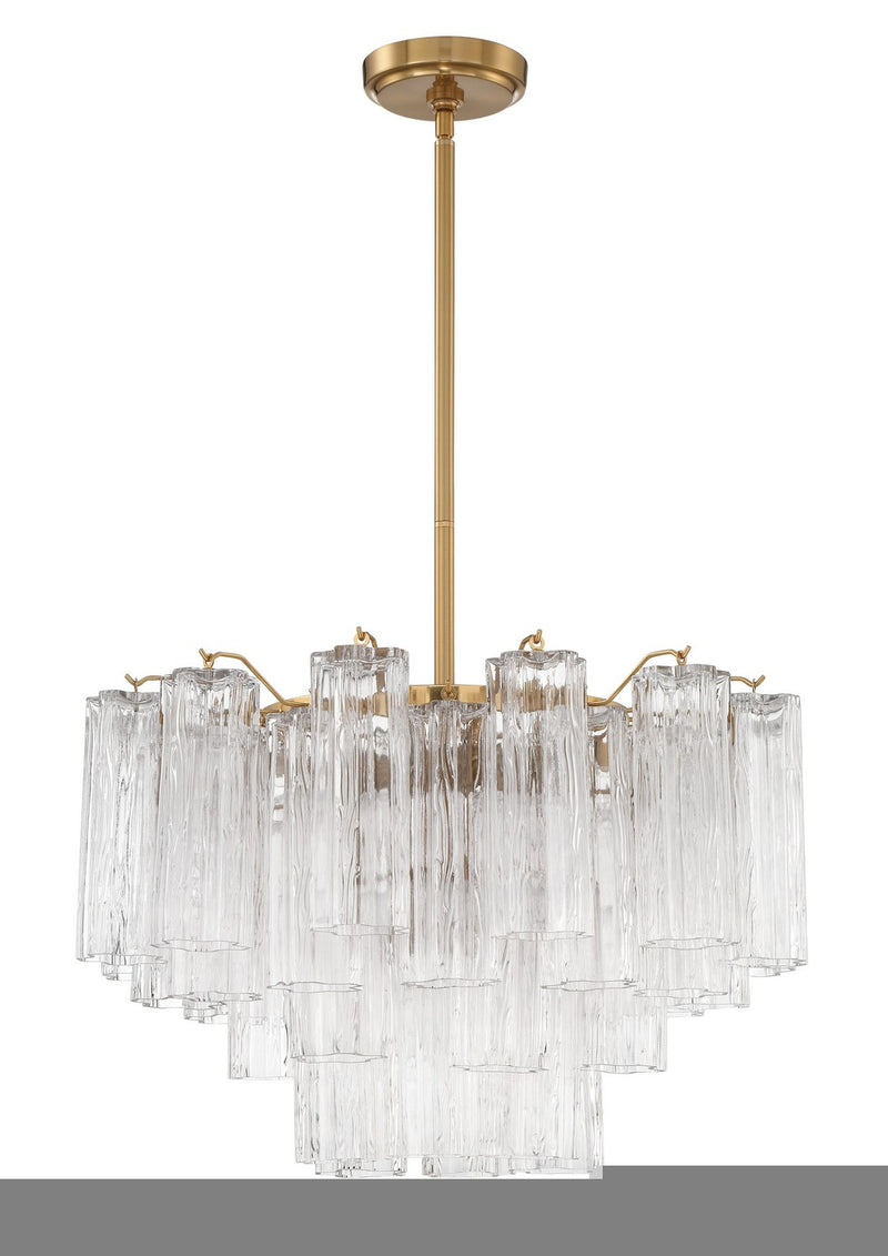 Crystorama ADD-308-AG-CL Nine Light Chandelier, Aged Brass