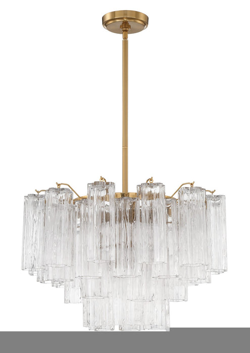 Crystorama ADD-308-AG-CL Nine Light Chandelier, Aged Brass