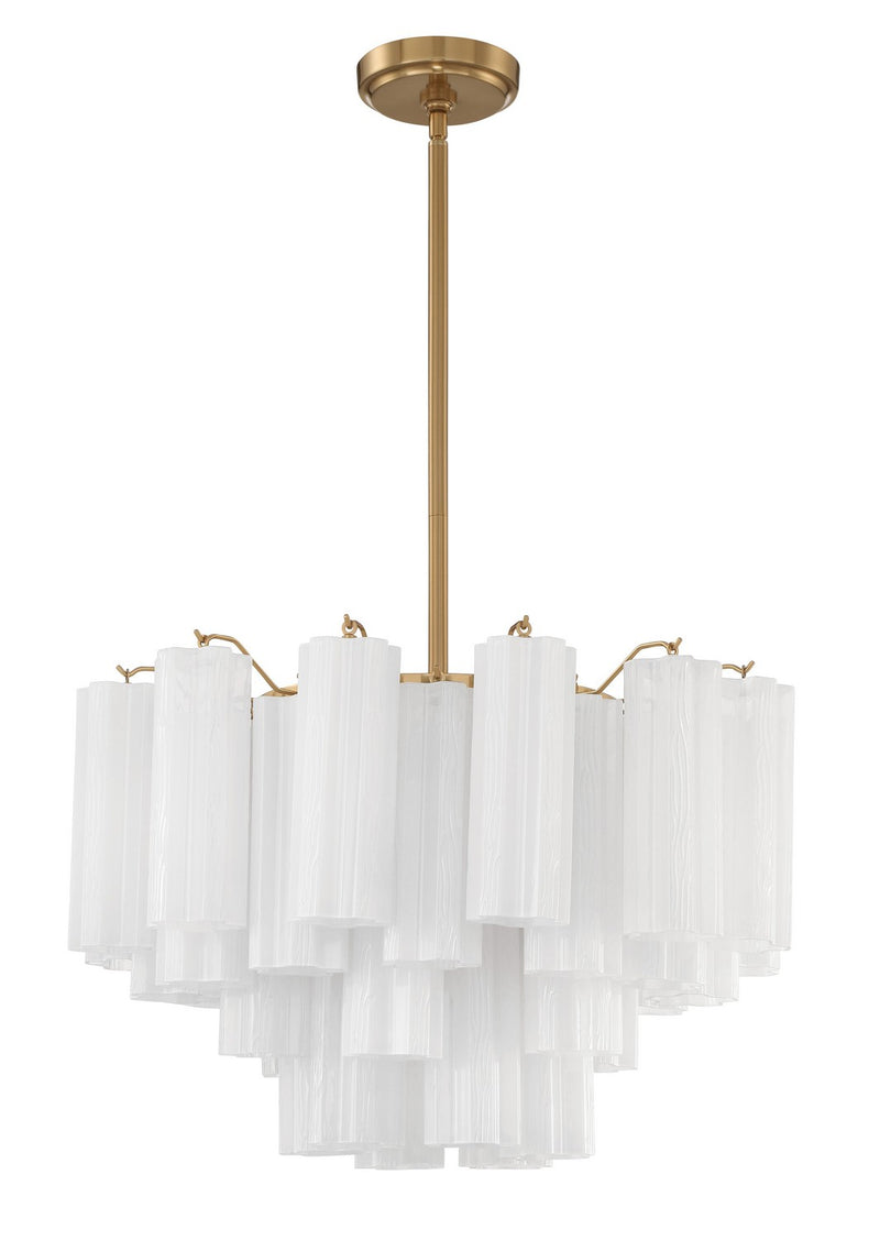 Crystorama ADD-308-AG-WH Nine Light Chandelier, Aged Brass