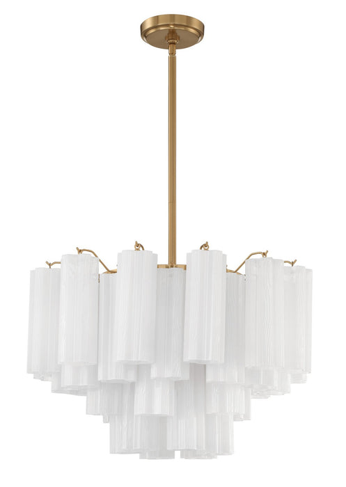 Crystorama ADD-308-AG-WH Nine Light Chandelier, Aged Brass