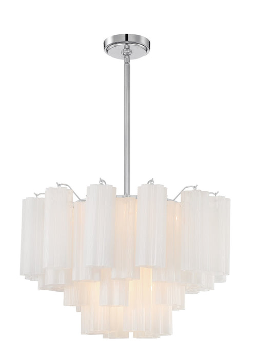 Crystorama ADD-308-CH-WH Nine Light Chandelier, Polished Chrome