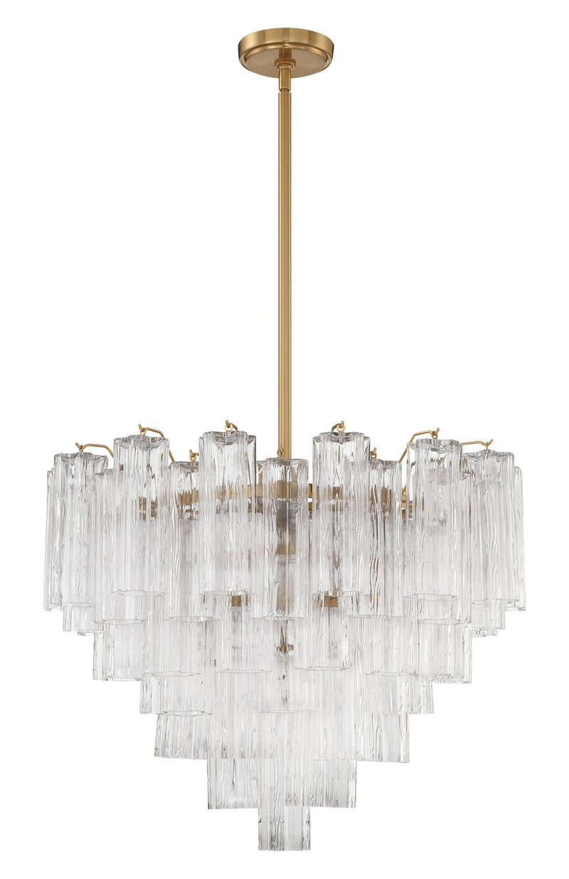Crystorama ADD-312-AG-CL 12 Light Chandelier, Aged Brass