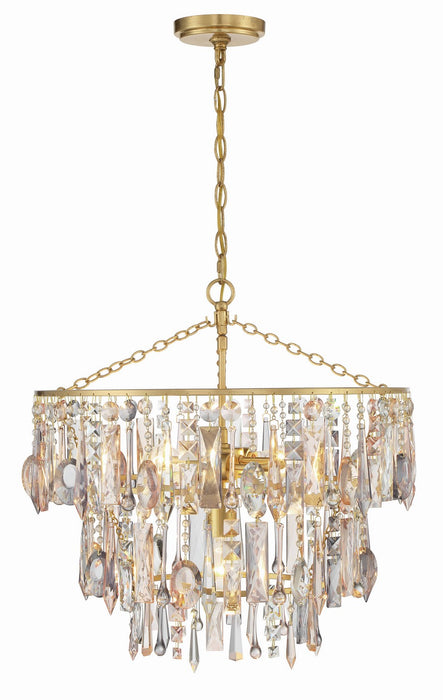 Crystorama ELS-7103-GA Three Light Pendant, Antique Gold