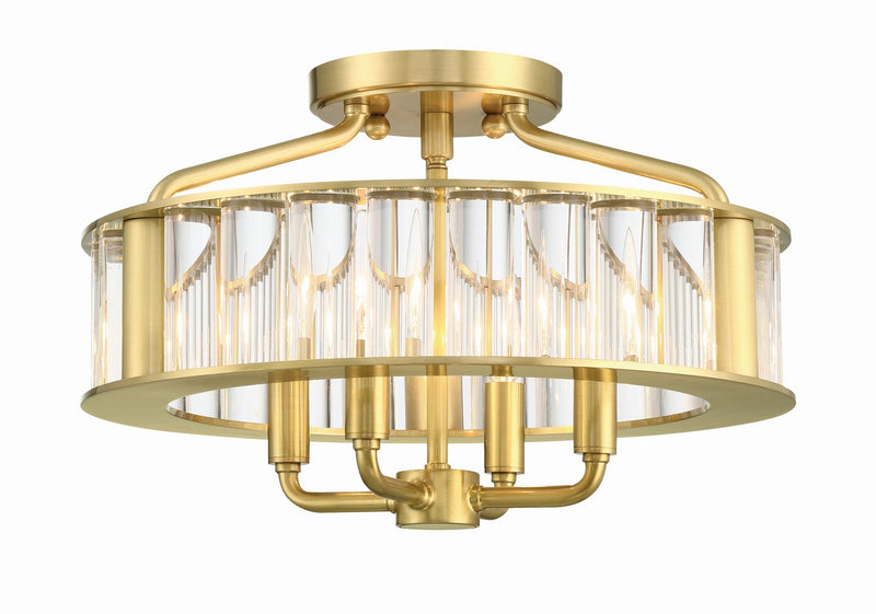Crystorama FAR-6000-AG Four Light Semi Flush Mount, Aged Brass