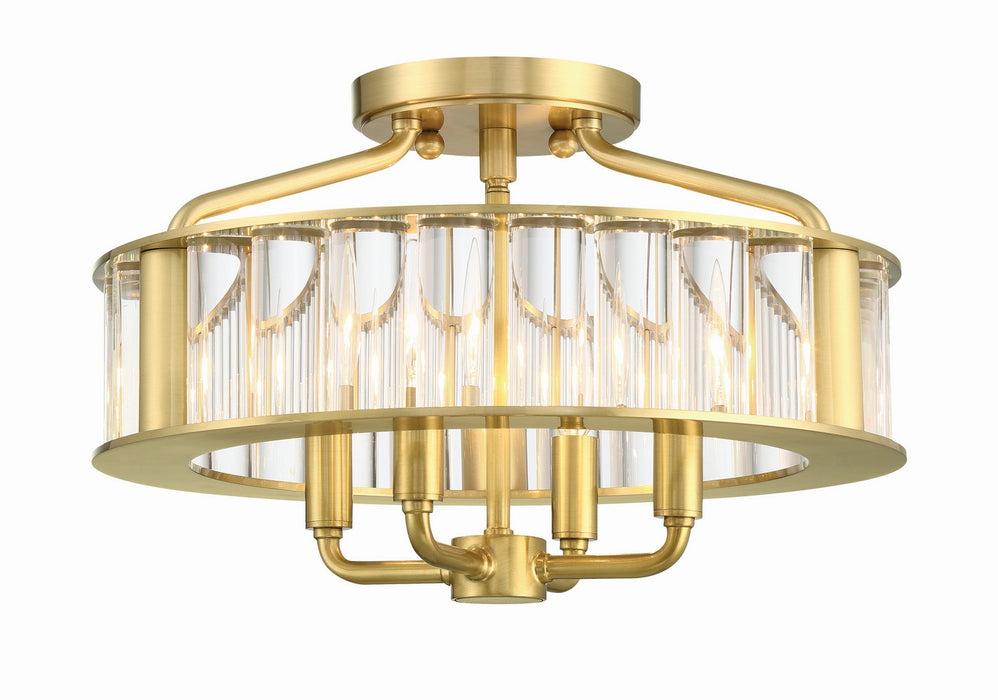 Crystorama FAR-6000-AG Four Light Semi Flush Mount, Aged Brass