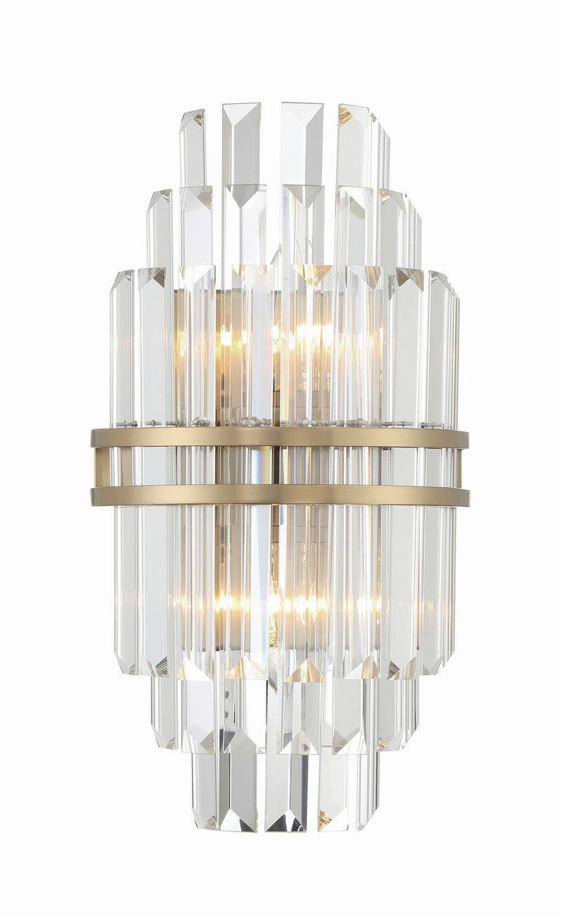 Crystorama HAY-1402-AG Two Light Wall Sconce, Aged Brass