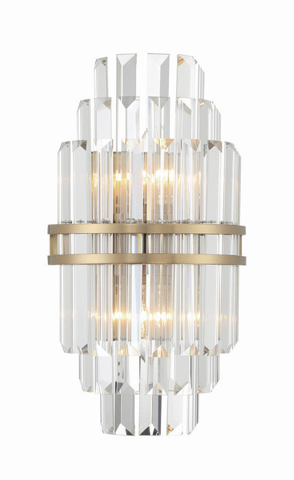 Crystorama HAY-1402-AG Two Light Wall Sconce, Aged Brass