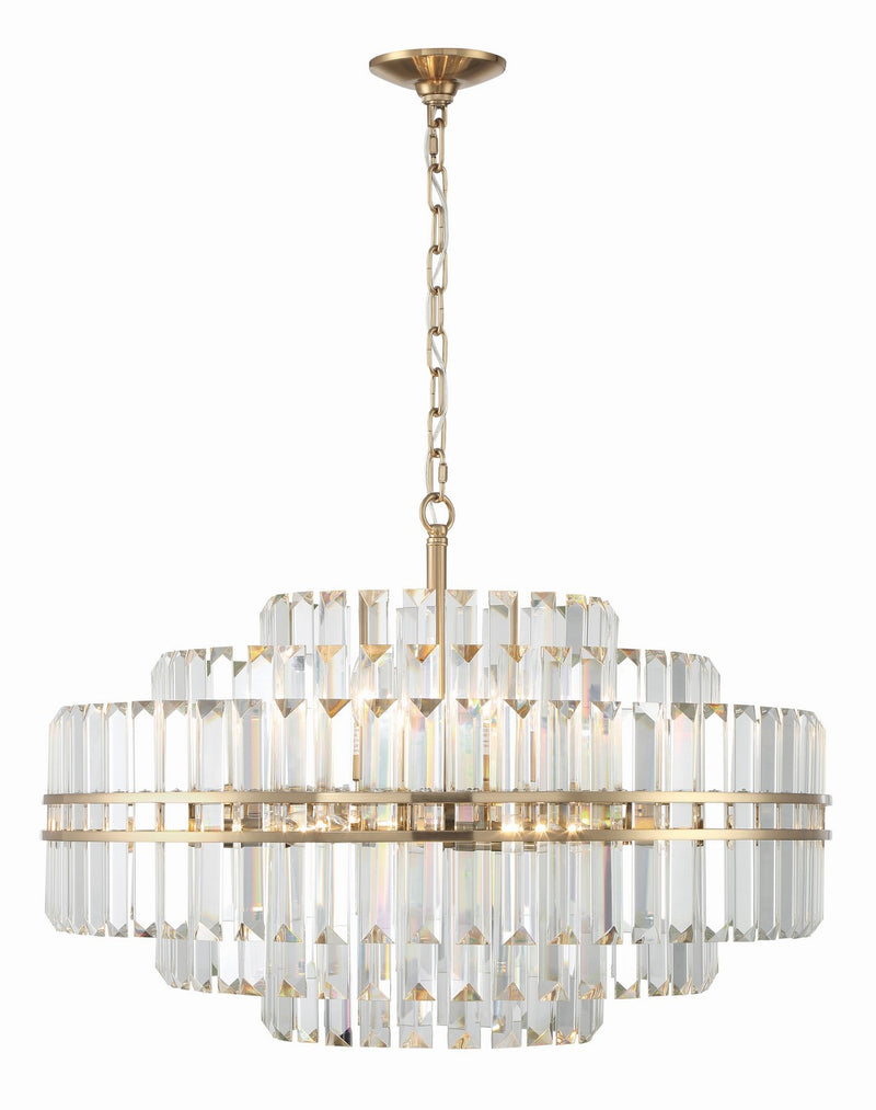 Crystorama HAY-1407-AG 16 Light Chandelier, Aged Brass