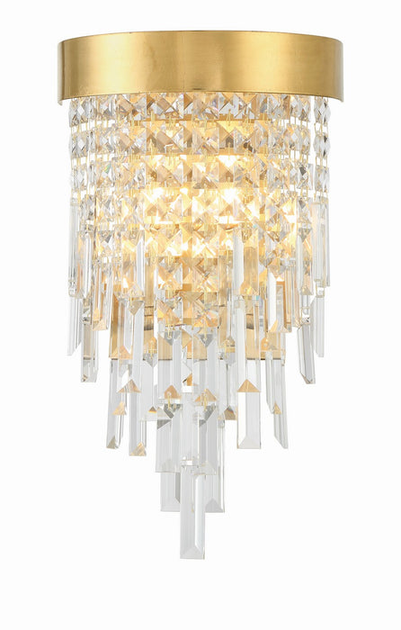 Crystorama WIN-212-GA-CL-MWP Two Light Wall Sconce, Antique Gold