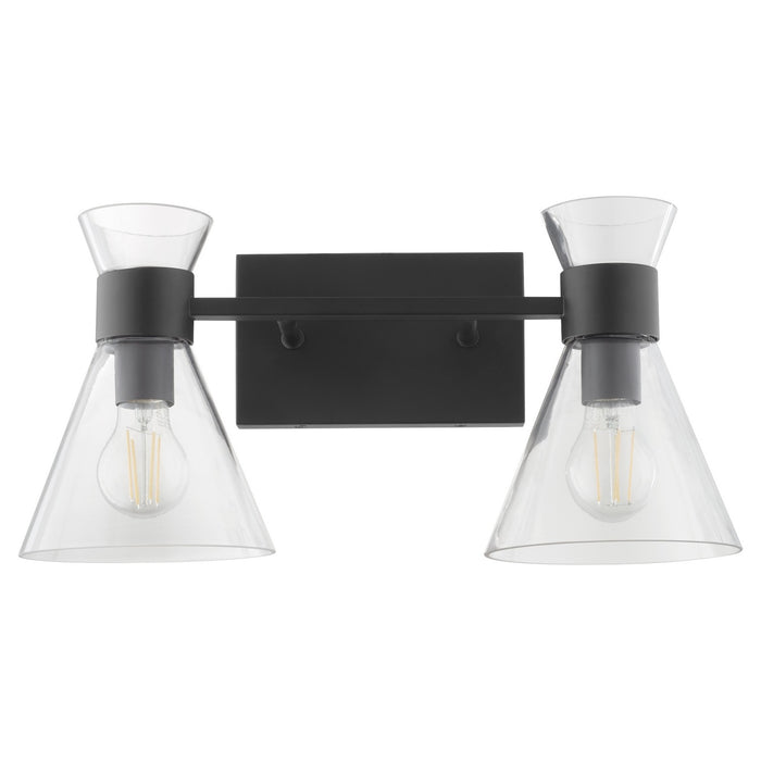 Quorum 5119-2-259 Two Light Vanity, Matte Black w/ Clear Glass