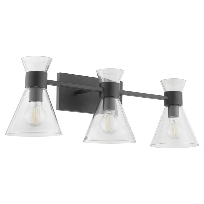 Quorum 5119-3-259 Three Light Vanity, Matte Black w/ Clear Glass