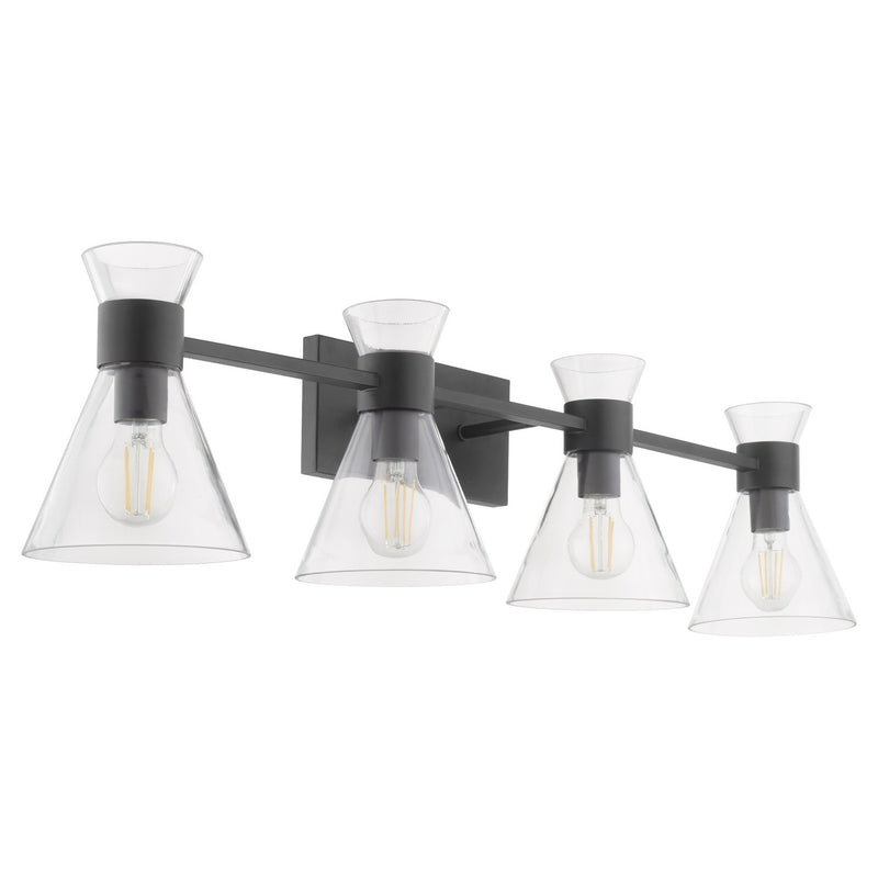 Quorum 5119-4-259 Four Light Vanity, Matte Black w/ Clear Glass