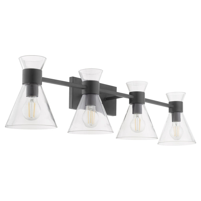 Quorum 5119-4-259 Four Light Vanity, Matte Black w/ Clear Glass