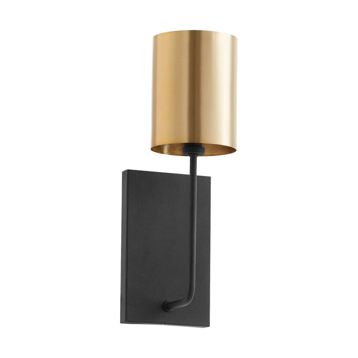 Quorum 557-1-6980 One Light Wall Mount, Textured Black w/ Aged Brass