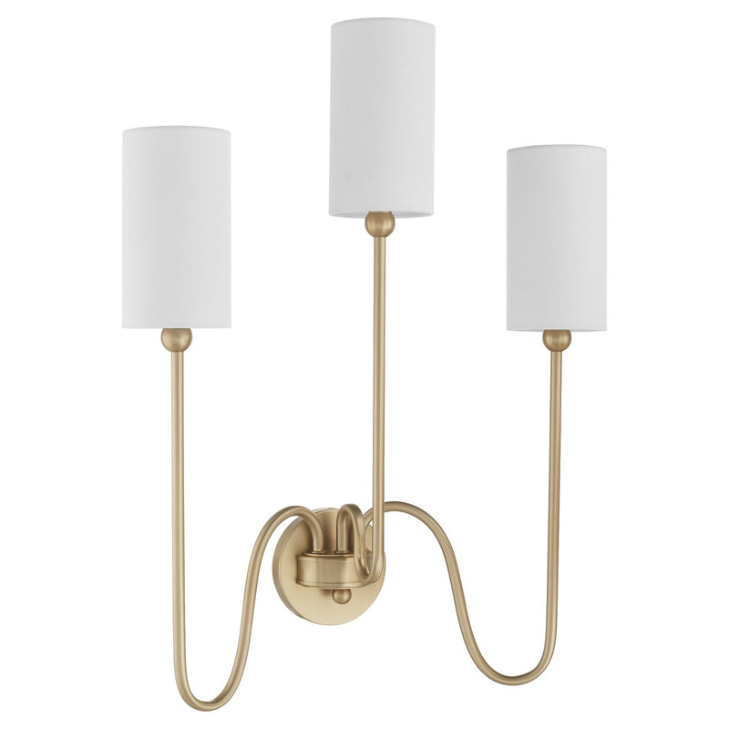 Quorum 597-3-80 Three Light Wall Mount, Aged Brass