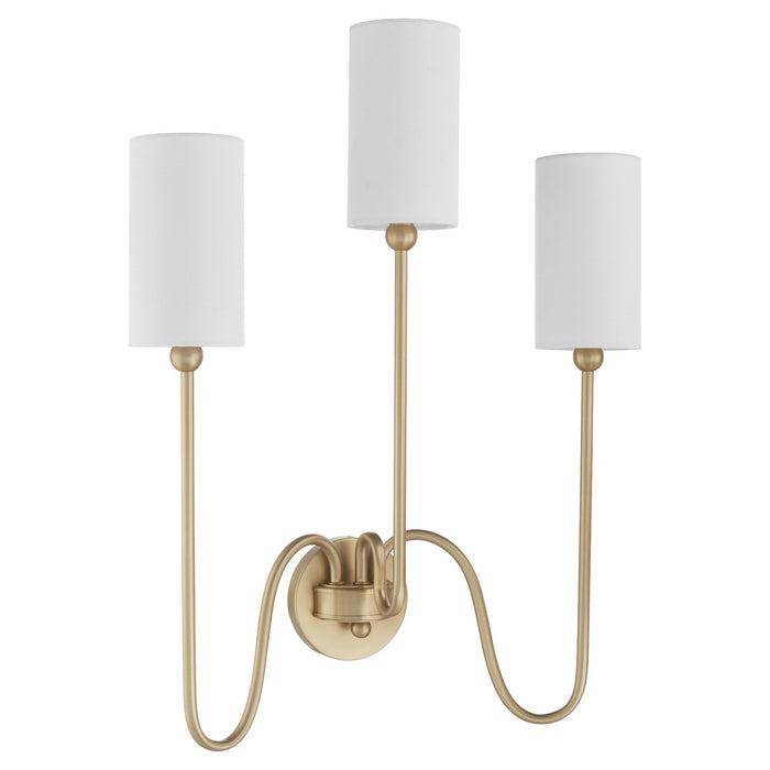 Quorum 597-3-80 Three Light Wall Mount, Aged Brass