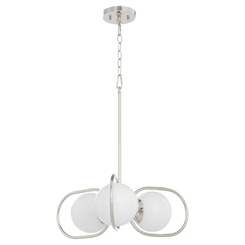 Quorum 6137-3-62 Three Light Chandelier, Polished Nickel