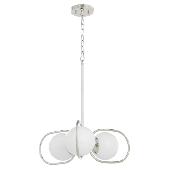 Quorum 6137-3-62 Three Light Chandelier, Polished Nickel