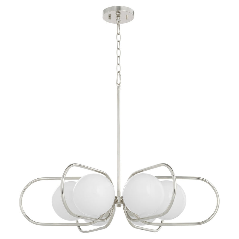 Quorum 6137-6-62 Six Light Chandelier, Polished Nickel
