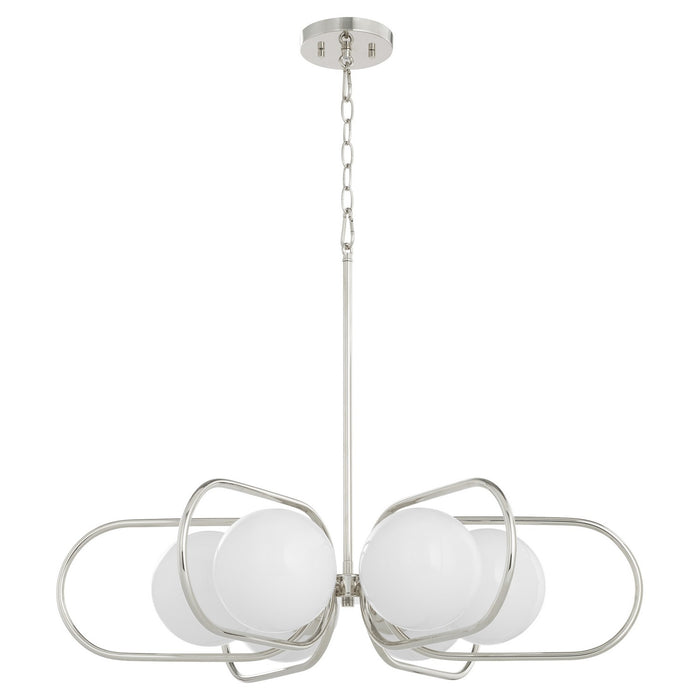 Quorum 6137-6-62 Six Light Chandelier, Polished Nickel