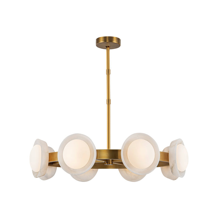 Alora CH320837VBAR LED Chandelier, Vintage Brass/Alabaster