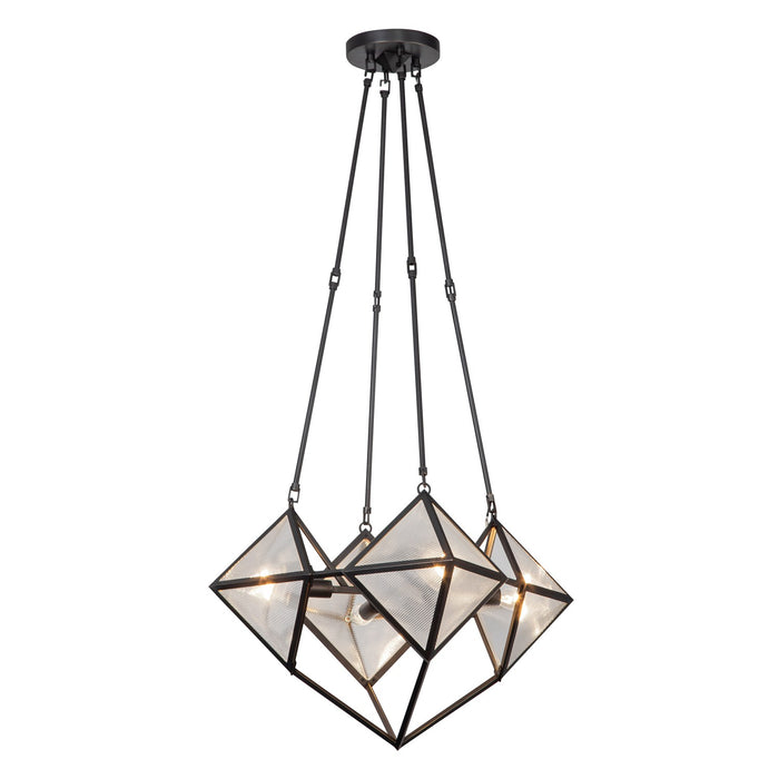 Alora CH332421UBCR Four Light Chandelier, Ribbed Glass/Urban Bronze