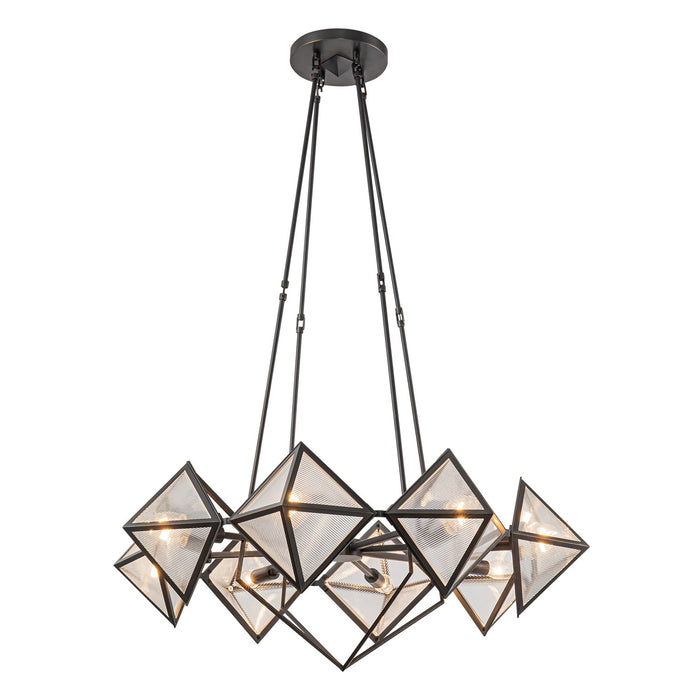 Alora CH332830UBCR Eight Light Chandelier, Ribbed Glass/Urban Bronze