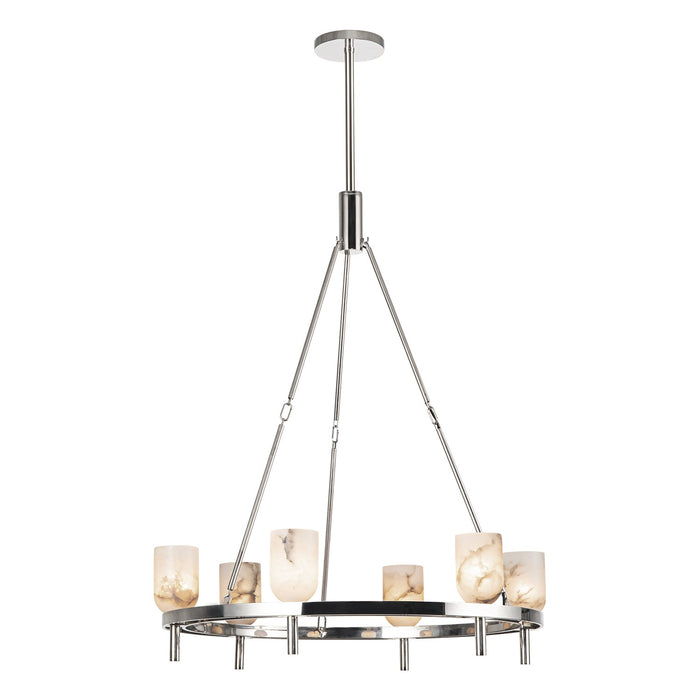 Alora CH338632PNAR Six Light Chandelier, Polished Nickel/Alabaster