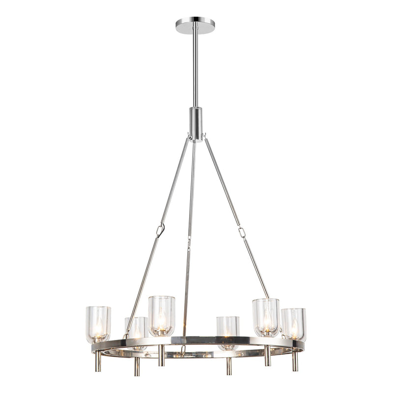Alora CH338632PNCC Six Light Chandelier, Clear Crystal/Polished Nickel