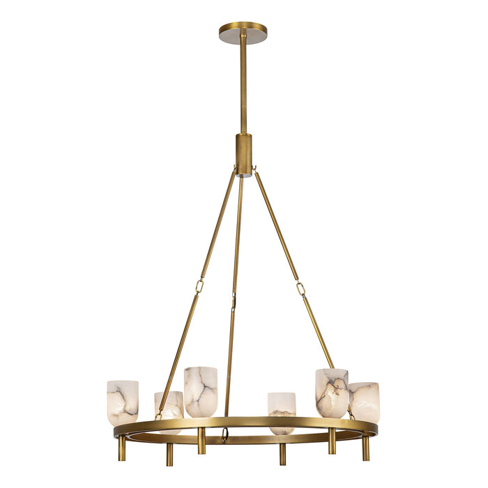 Alora CH338632VBAR Six Light Chandelier, Vintage Brass/Alabaster
