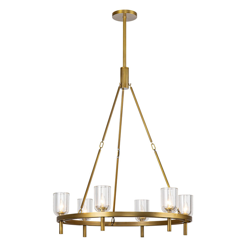 Alora CH338632VBCC Six Light Chandelier, Clear Crystal/Vintage Brass