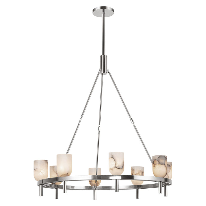Alora CH338836PNAR Eight Light Chandelier, Polished Nickel/Alabaster