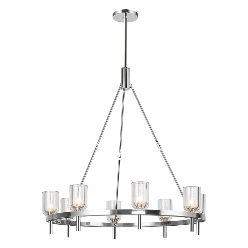 Alora CH338836PNCC Eight Light Chandelier, Clear Crystal/Polished Nickel
