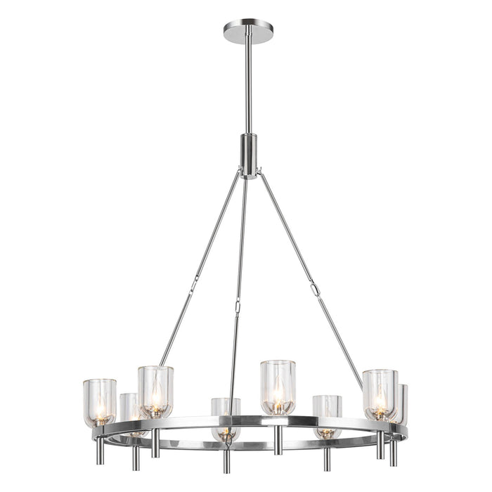 Alora CH338836PNCC Eight Light Chandelier, Clear Crystal/Polished Nickel