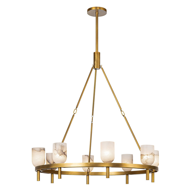 Alora CH338836VBAR Eight Light Chandelier, Vintage Brass/Alabaster