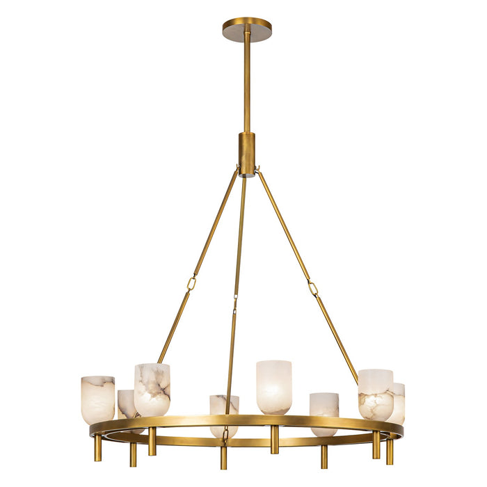 Alora CH338836VBAR Eight Light Chandelier, Vintage Brass/Alabaster