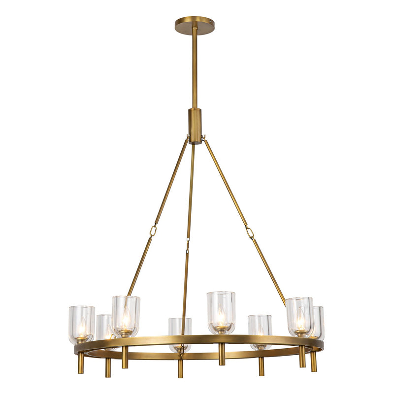 Alora CH338836VBCC Eight Light Chandelier, Clear Crystal/Vintage Brass