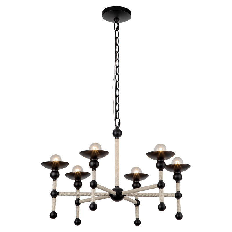 Alora CH343625MBCN Six Light Chandelier, Matte Black/Cotton