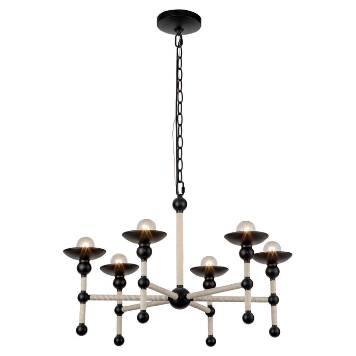 Alora CH343625MBCN Six Light Chandelier, Matte Black/Cotton