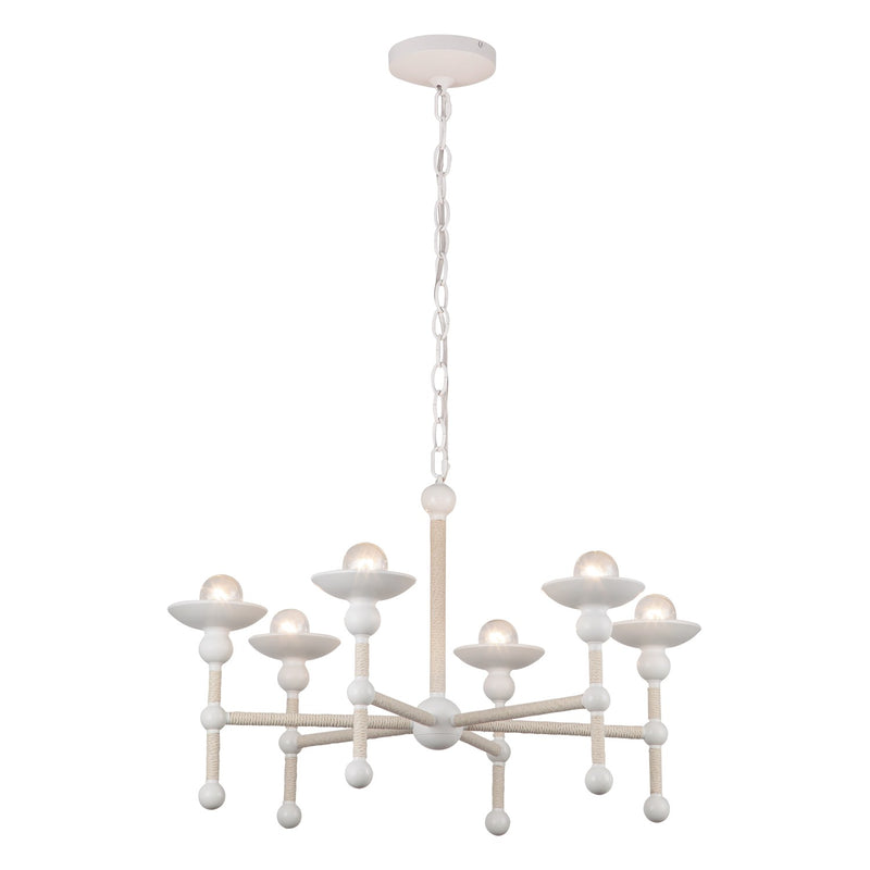 Alora CH343625MWCN Six Light Chandelier, Matte White/Cotton