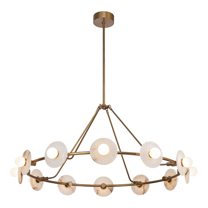 Alora CH346046VBAR LED Chandelier, Vintage Brass/Alabaster