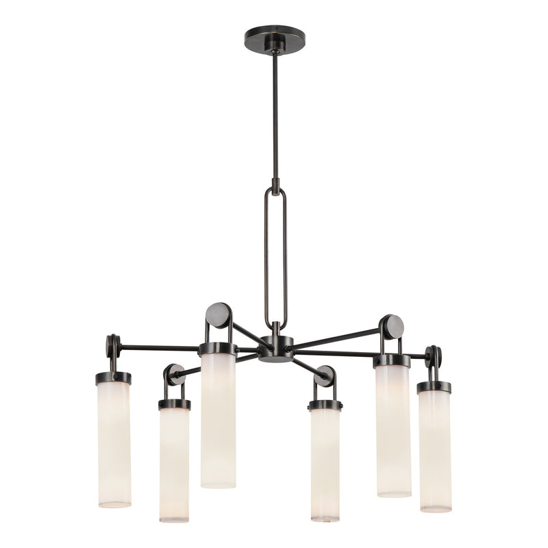 Alora CH355632UBGO Six Light Chandelier, Urban Bronze/Glossy Opal