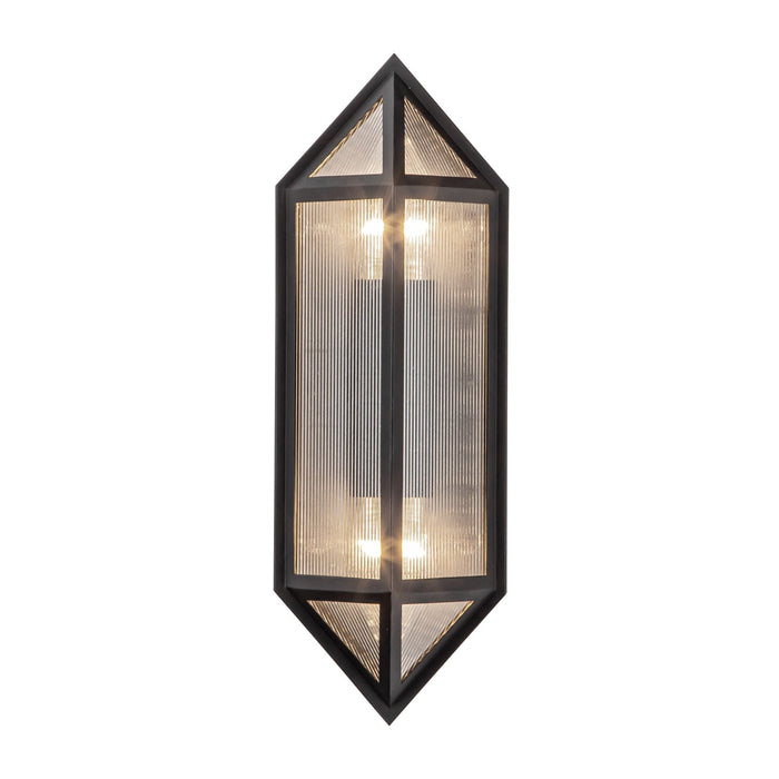 Alora EW332705BKCR Two Light Outdoor Wall Lantern, Black/Ribbed Glass